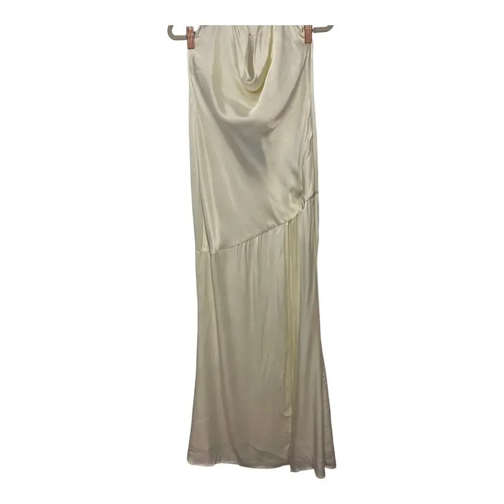 Michael Costello Cecelia Gown Satin Cowl Neck Formal Wedding Gala Party Prom XS